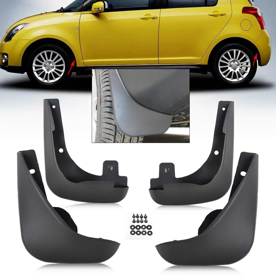 Buy DWCX 4x Black Car Fender Accessories Mud Flaps