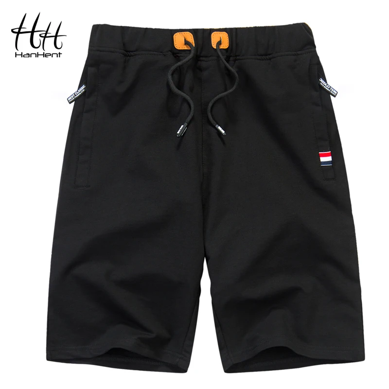 HanHent Для мужчин шорты с карманами короткие летние брюки мальчиков 2019 Мода Фитнес упругой мужской шорты для бега большой Размеры