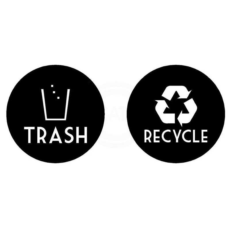 Recycle + Trash виниловая наклейка с надписью (6x6 дюймов, черный)