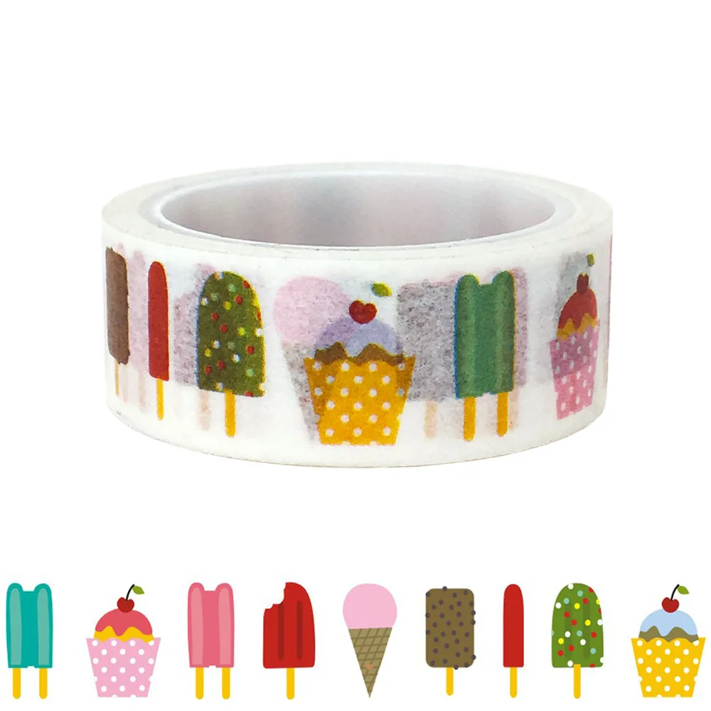 

20pcs/set Cartoon Ice Cream Ice Cream Bar Popsicle Washi Tape DIY Decorative Stickers Hand Book Kawai Masking Tape Wholesale