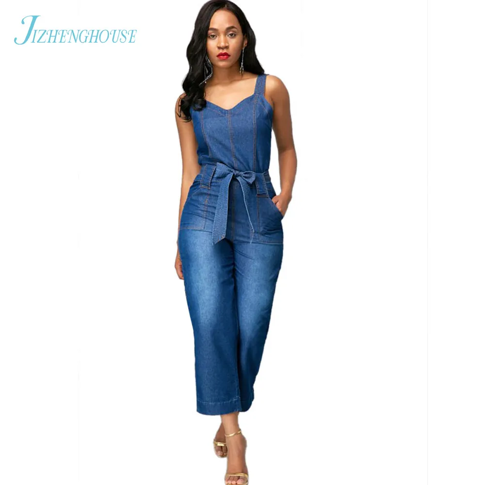 Jizhenghouse джинсы Для женщин комбинезон джинсовые комбинезоны Повседневное длинные брюки, джинсовые штаны с широкими штанинами Комбинезоны женские Комбинезоны