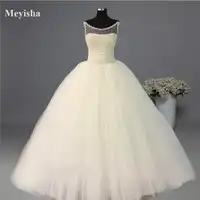 ZJ9079 Ball Gown Real Images Vestido De Novia Tulle Wedding Dress 2016 with Pearls Bridal Dresses Robe de Marriage Wedding Gowns