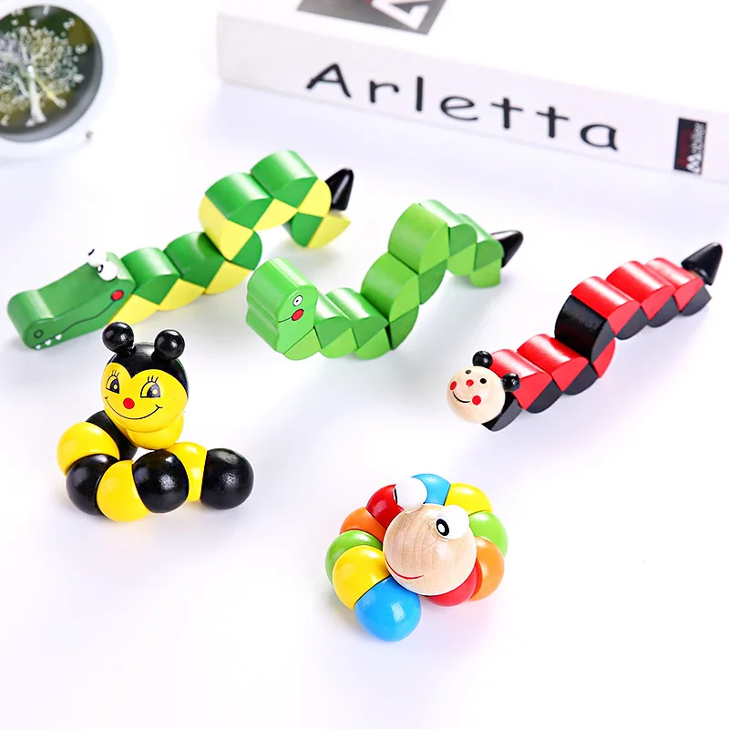 

Children changeable crocodile caterpillar bee puzzle wooden exercise finger flexible coordination building block magic cube toy