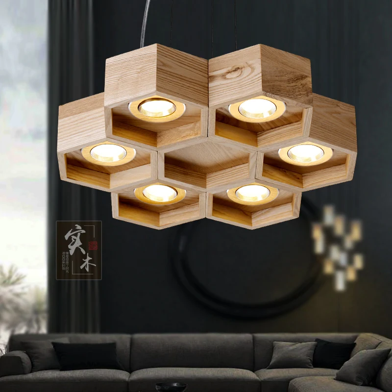 Trottoir Chip Schrijft een rapport Élégant IKEA salon lampe de plafond personnalité créative nid d'abeille  lampe bois lampe Art salle à manger lampe chambre étude - AliExpress
