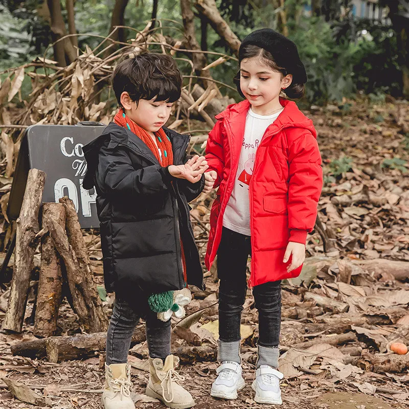 2019 Brand Winter Children's Long Hooded Down Jacket Children's Boy Girls Rabbit Ears Shape Candy Color Down Overwear Coat Cute10