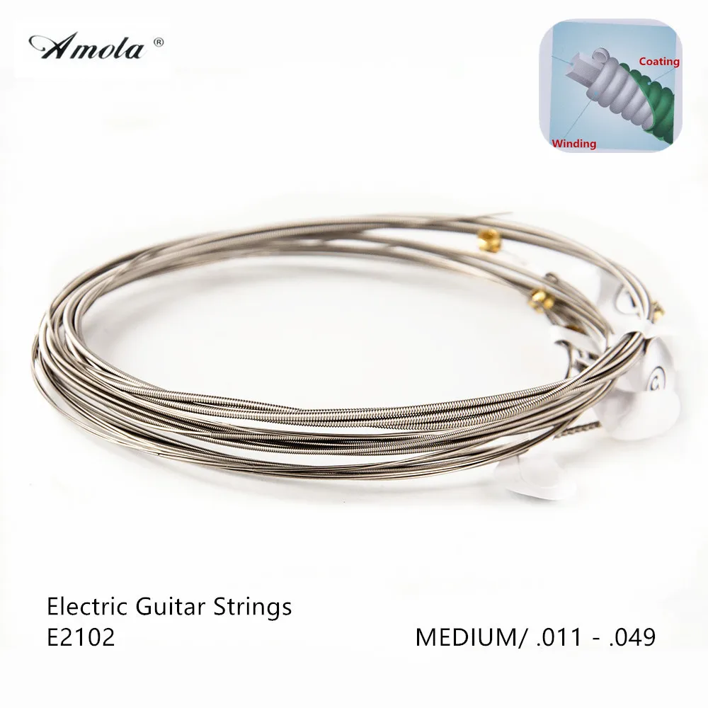 

E2102 Nanoweb Medium Electric Guitar Strings .011-.049 Guitar Parts Accessories Guitar Strings Musical Instrument