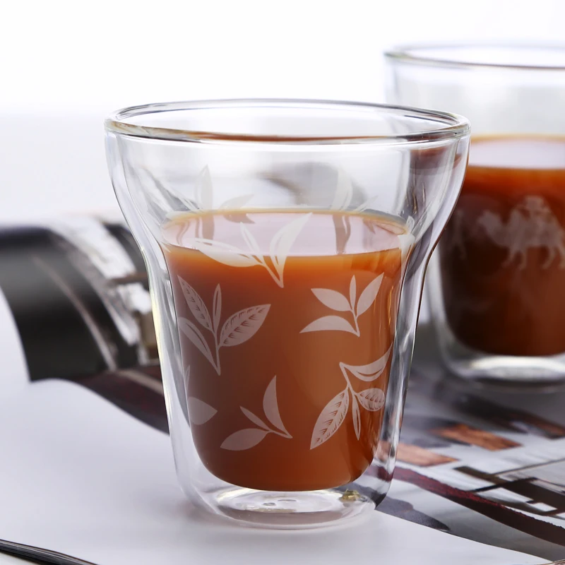 

Creative Double Wall Glass Cups 200ml Cute Clear Double Layer Glass Mug without Handle Small Tea Coffee Wine Cup Glass Drinkware