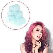 6 шт. волос Ролики Главная Применение Magic Большой самоклеящиеся парикмахерские DIY больших волн керлинг укладки волос инструментов бигуди Ролики