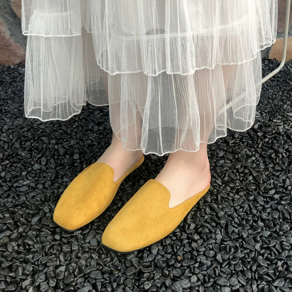 

Women Slippers 2019 Solid Square Toe Flat Slippers Women Casual Shoes Sandals Women Comfortable Slides Beach Slippers Shoes