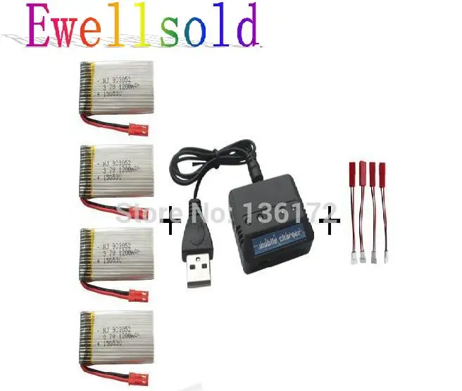Ewellselling литий-полимерный аккумулятор 3 7 в 1200 мАч JST * 4 шт. + зарядное устройство 1 для