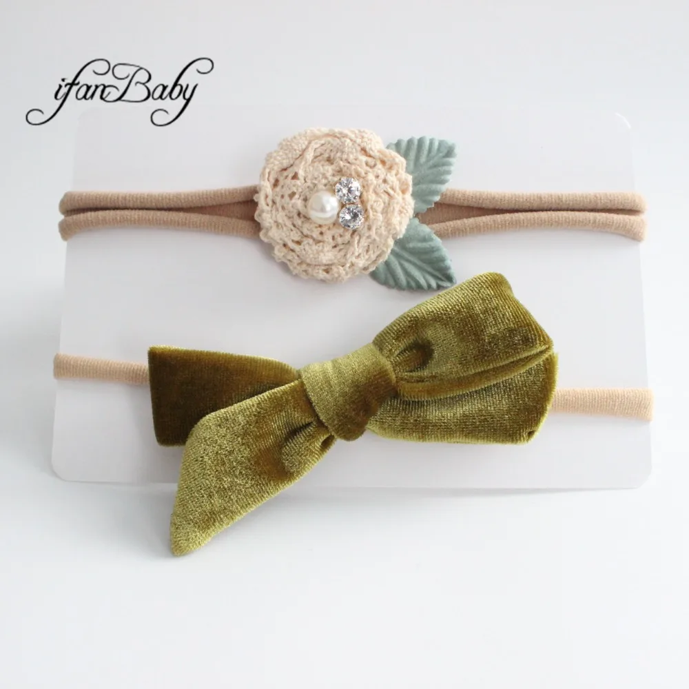 kids girl fabric flower headband nylon headband (5)