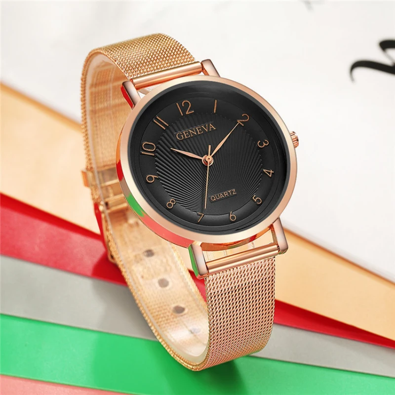 Buy Geneva Women's Watches Luxury Rose Gold Clock