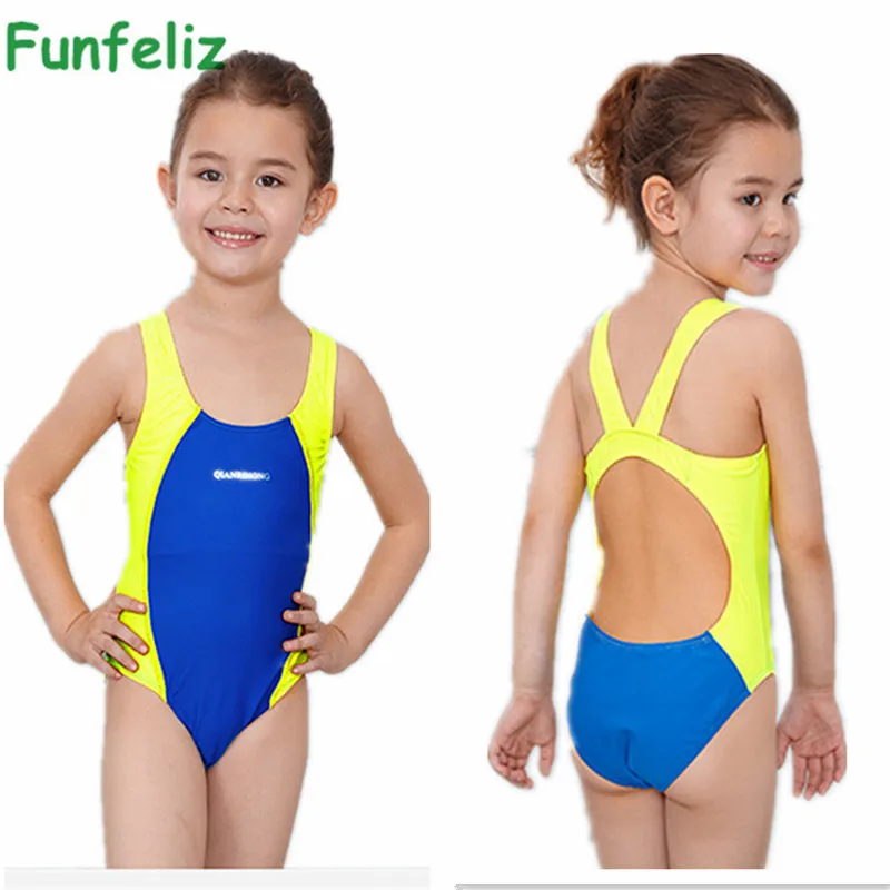 Funfeliz/Спортивный Купальный костюм для девочек, детский купальный костюм infantil, Цельный купальник для девочек, купальный костюм для детей 3-10 лет