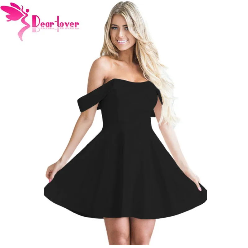 Dear Lover 2017 Runway Summer Dresses Women's Solid Black Off The
