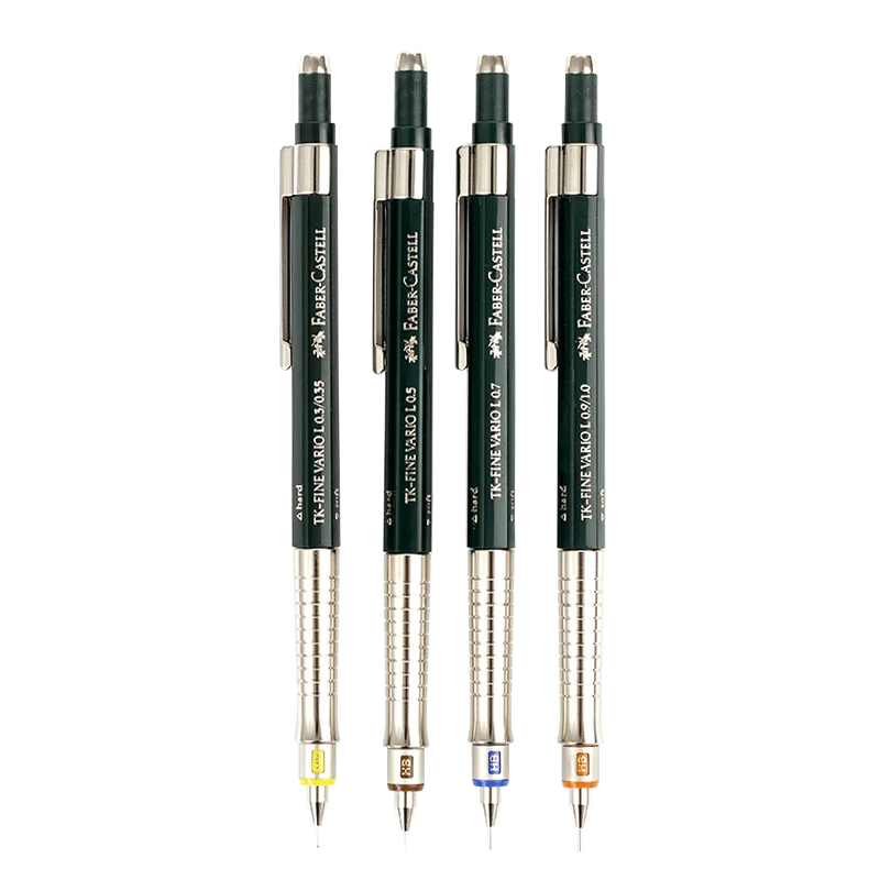 Faber-Castell механический карандаш с грифелем 0,35/0,5/0,7/1,0 мм и стеркой на конце, металлический корпус, высокое премиум качество для рисования, скетчей, черчения, школы и офиса