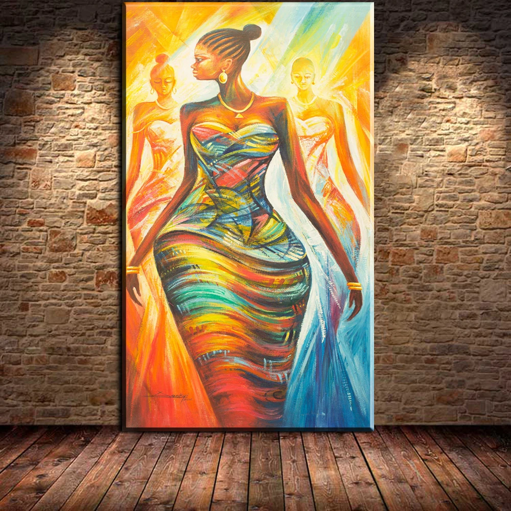 CanvasWallArtPrintsModernAbstractAfricanWomenCanvasPainting