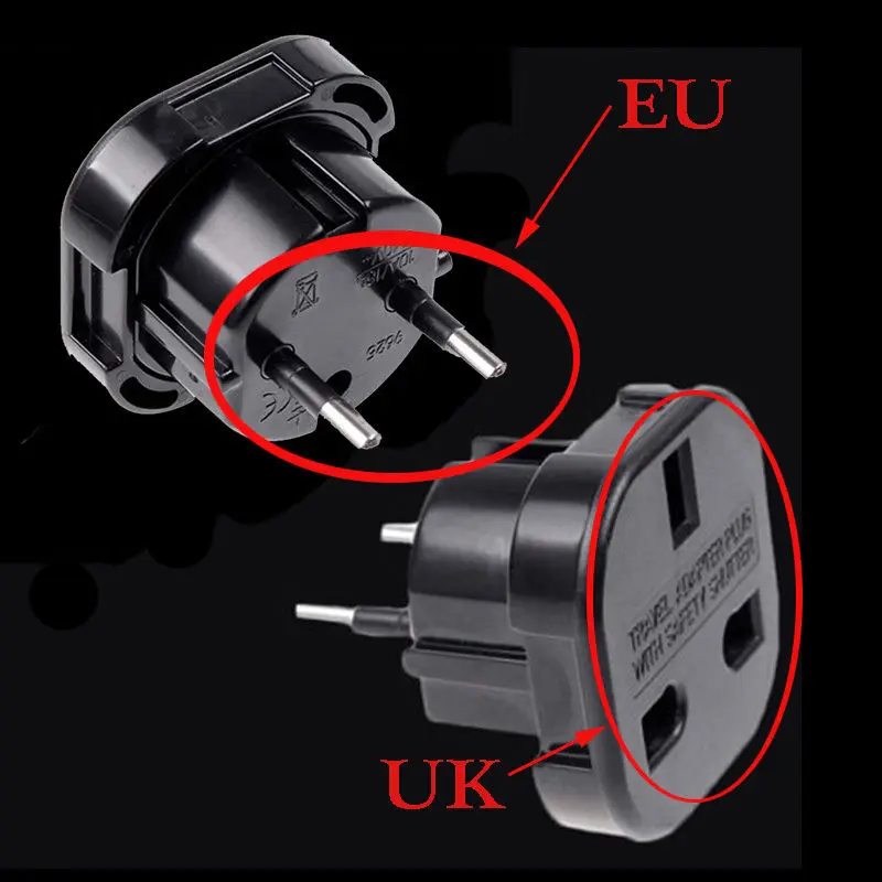 New Universal Travel UK to EU Euro Plug AC Power Charger Adapter Converter Socket Black Power Plug Adaptor Connector
