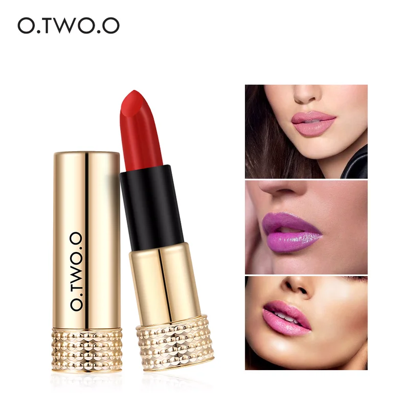 

O.TWO.O Brand 12 Colors Lipstick Gold Matte Lasting Moisturizing Waterproof Lipstick
