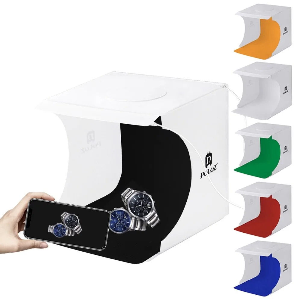 NEW Photography Photo Studio Lightbox no gap no light leakage 20CMX20CM Softbox 2 led strips 6 Background Colors Light box