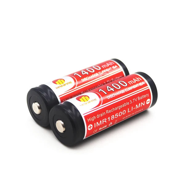 Mainifire IMR 18500 1400mah 15A 3,7 V перезаряжаемая литий-ионная батарея с верхней кнопкой(1 шт