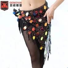 Стиль танец живота блёстки кисточкой костюм набедренные платки племен Треугольник Пояс-шнур ручной крючком блестки танцы