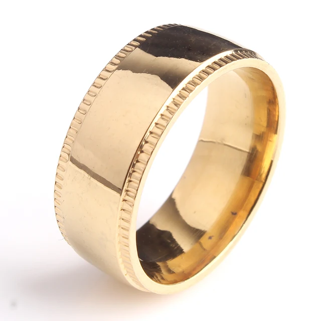 8mm gold color smooth gear 316l stainless steel wedding rings for men women wholesale - Gear Wedding Ring 8mm gold color smooth gear 316l stainless steel wedding rings for men women wholesale - Gear Wedding Ring