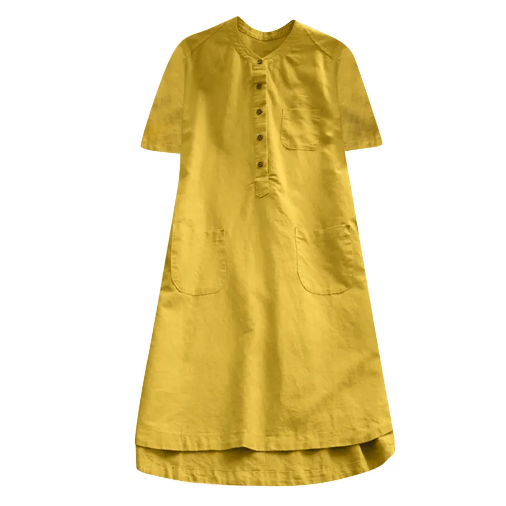 

Womail Summer woman dress elegant evening plus size Short Sleeve Casual Loose Button vestidos verano 2019 elegante vestido mujer