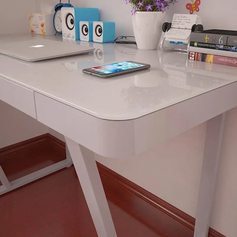 Закаленный стеклянный компьютер, настольный домашний ноутбук, простой стол современного дизайна и офисный стол