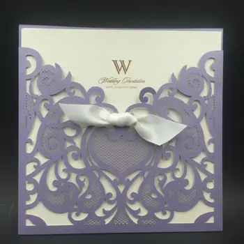 

factory wholesale wedding invitation card with pearl and lace