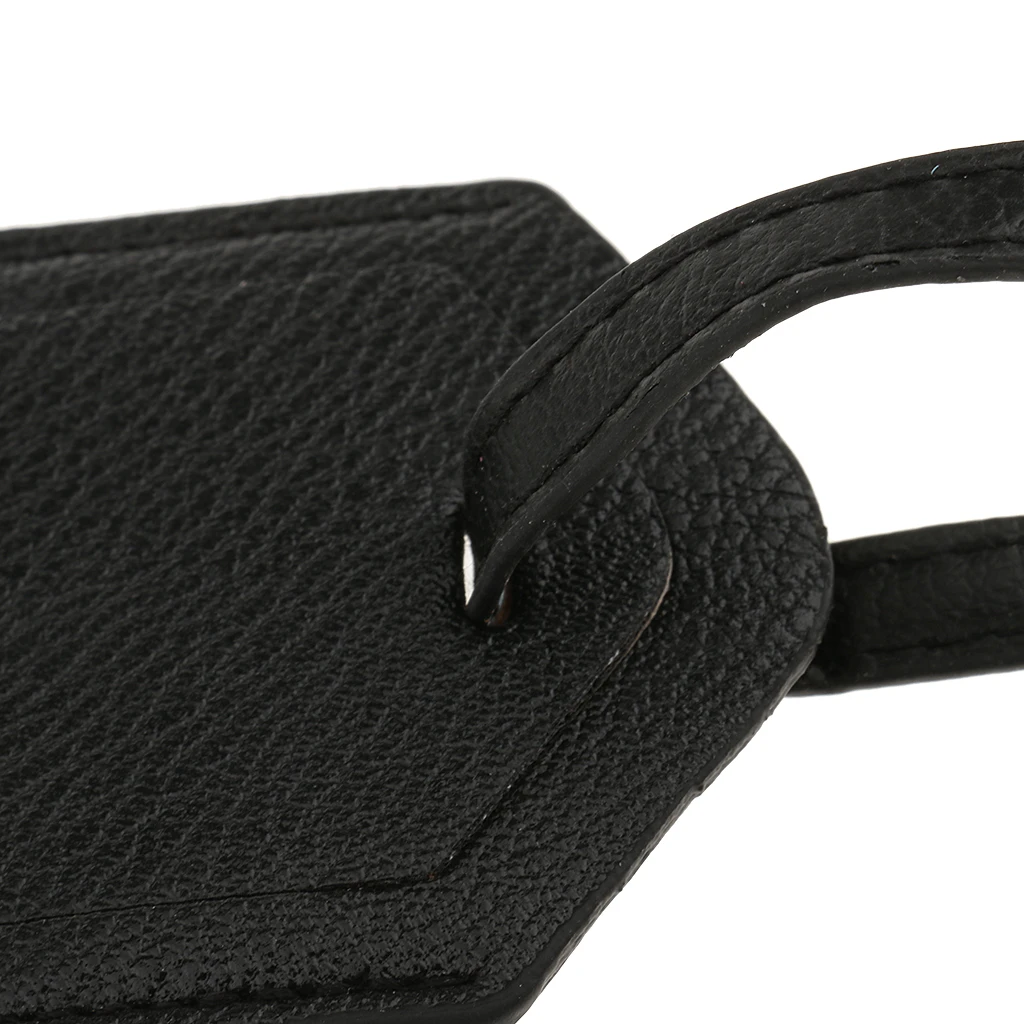 fityle 2 Pieces PU Leather Luggage Tag Travel Suitcase ID Label Tag White and Black