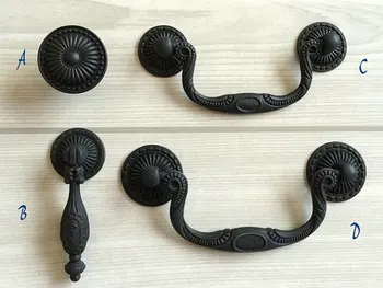 

3.4" 3.75" Black Dresser Knobs Pulls Drawer Knob Pull Handles Drop Bail Pulls Retro Vintage Style Kitchen Cabinet Door Handle