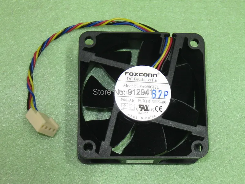 

Foxconn PVA060G12L 6025 60mm x 60mm x 25mm DC Brushless PWM Cooler Cooling Fan 12V 0.20A 4Wire 4Pin Connector