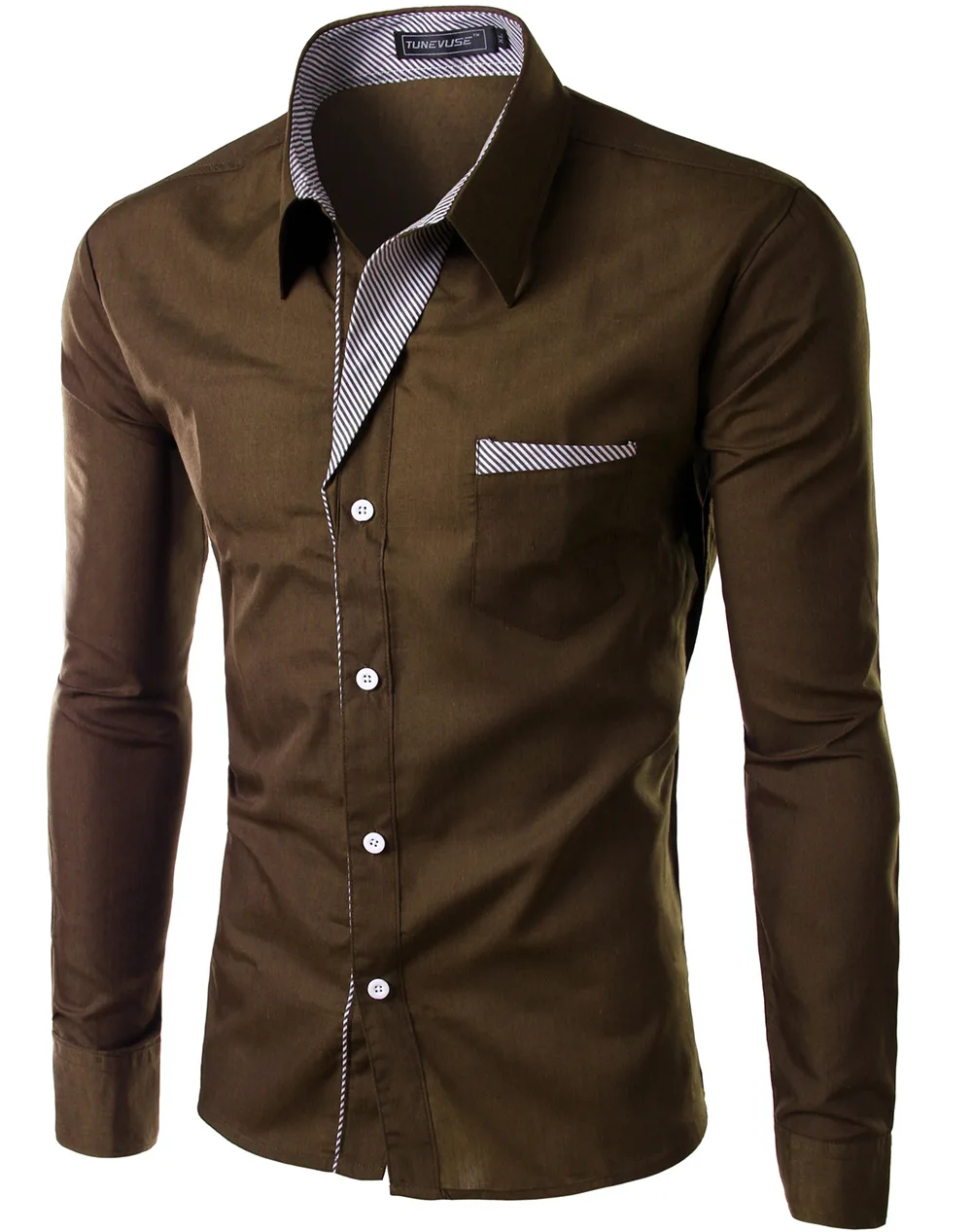 Модный бренд Camisa Masculina рубашка с длинными рукавами для мужчин корейский тонкий дизайн формальная повседневная мужская рубашка Размер M-4XL - Цвет: brown