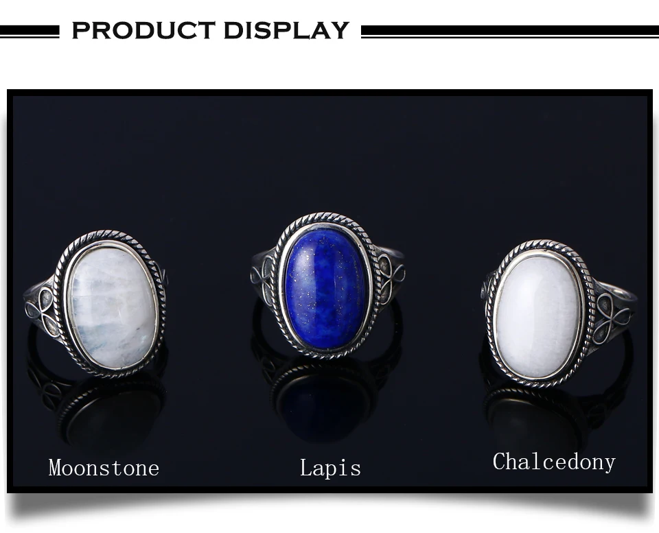 GUYINKU овальный большой натуральный Lapis различные драгоценные камни кольца 925 пробы серебряные ювелирные изделия для женщин подарок обручальные кольца