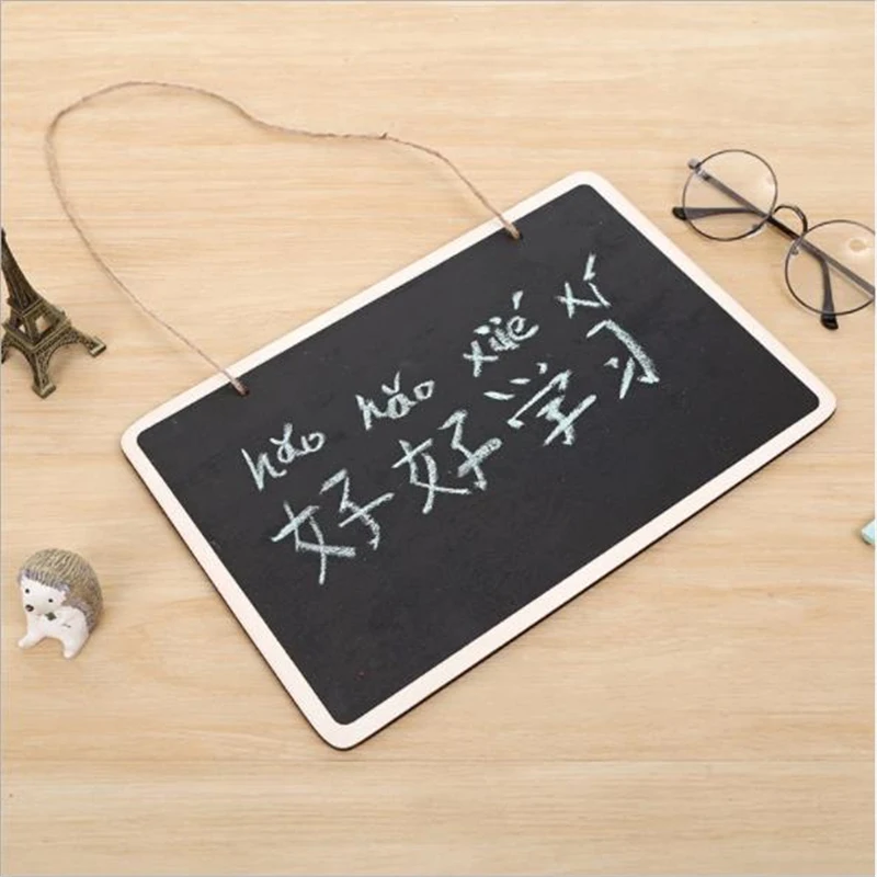 

Hanging Thick Section Wooden Blackboard Erasable Chalkboard Wordpad Hanging String Office School Supply Writing Notice Message