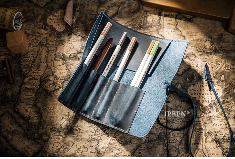 Чехол-карандаш из натуральной кожи с держателем для карандашей, кожаный стационарный чехол для студентов и художников, сумка для карандашей, школьная офисная Канцелярия