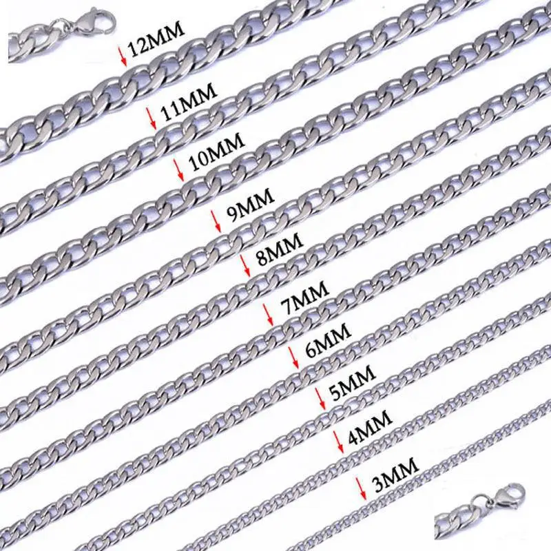 Никогда не увядает 3/5/6/7/8/10 мм Нержавеющая сталь кубинская цепь Цепочки и ожерелья Водонепроницаемый Для мужчин ссылка цепочка с крупными звеньями, подарок, ювелирное изделие