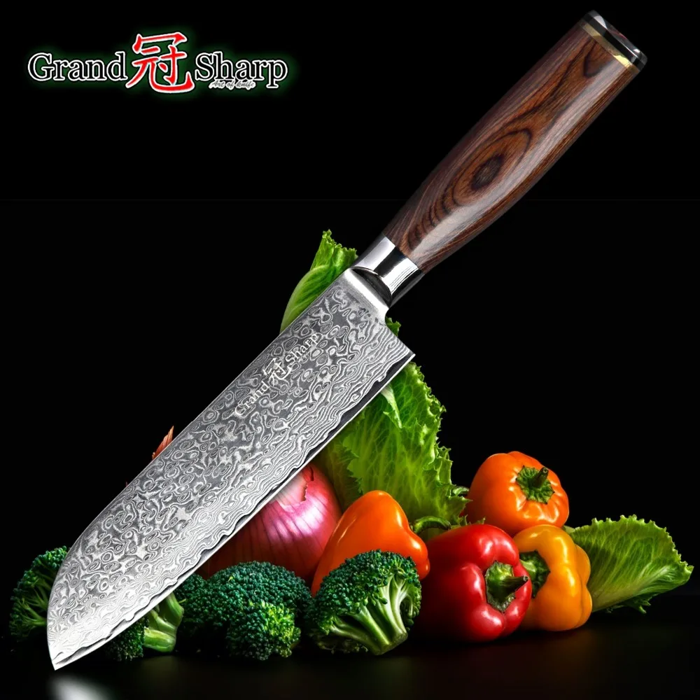 

Damascus Santoku Knife Japanese Damascus vg10 Steel Chef Knife Kitchen Tools Sushi Sashimi High Quality Chef Tools Pro Sharp