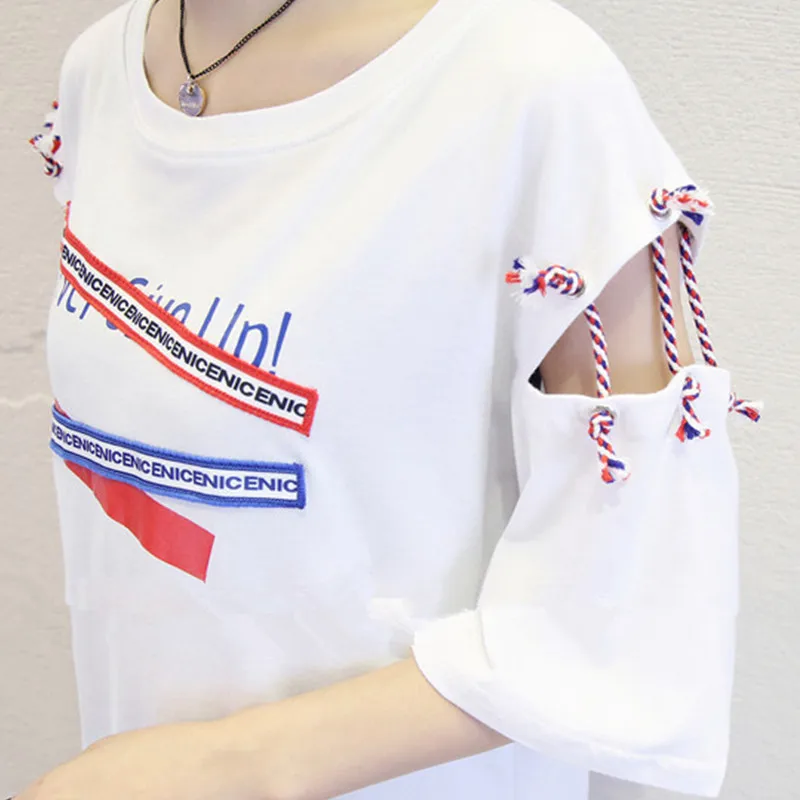 Харадзюку размера плюс женские летние топы с круглым вырезом корейский стиль Женские рубашки Повседневная Уличная женская футболка женская одежда