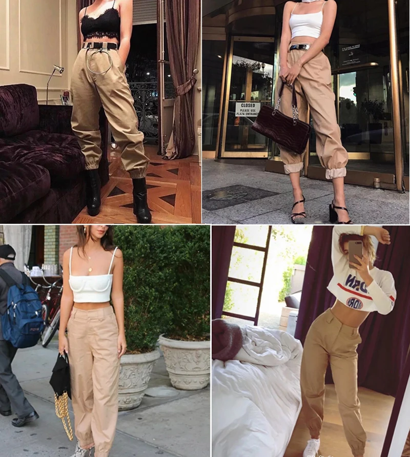 Soltas de Moletom para Corrida para Primavera de 2021 Calça Cargo Camuflada Feminina Cintura Alta Calças Femininas 5 Calça cargo camuflada feminina cintura alta, calças