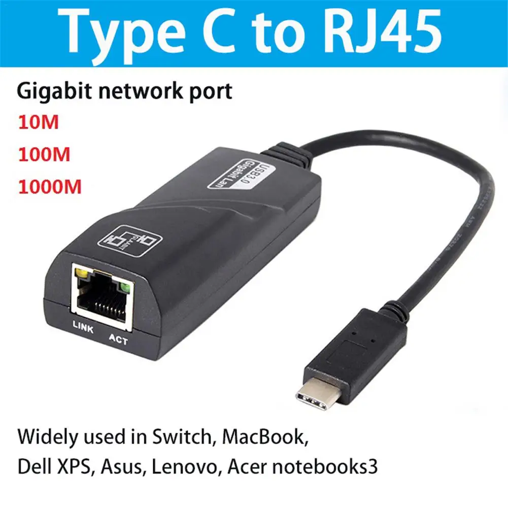 

Ethernet Port Adapter Type-C To RJ45 Gigabit Ethernet Port Dongle For Switch MacBook Lenovo Acer Laptop Windows Mac OS Linux