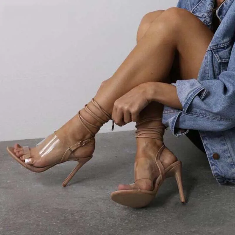 

Ankle Strap Gladiator Sandals Women Lace up High Heels Sexy Cross-tied Lace-Up Sandal Summer Party Sandals Shoes