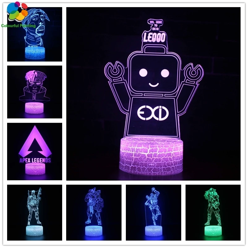 

Remote Control APEX LEGENDS Robot Photo 3D Light LED Crack Night Light 7 Colors Changing 3AA Battery Powered USB Lamp Gift 2