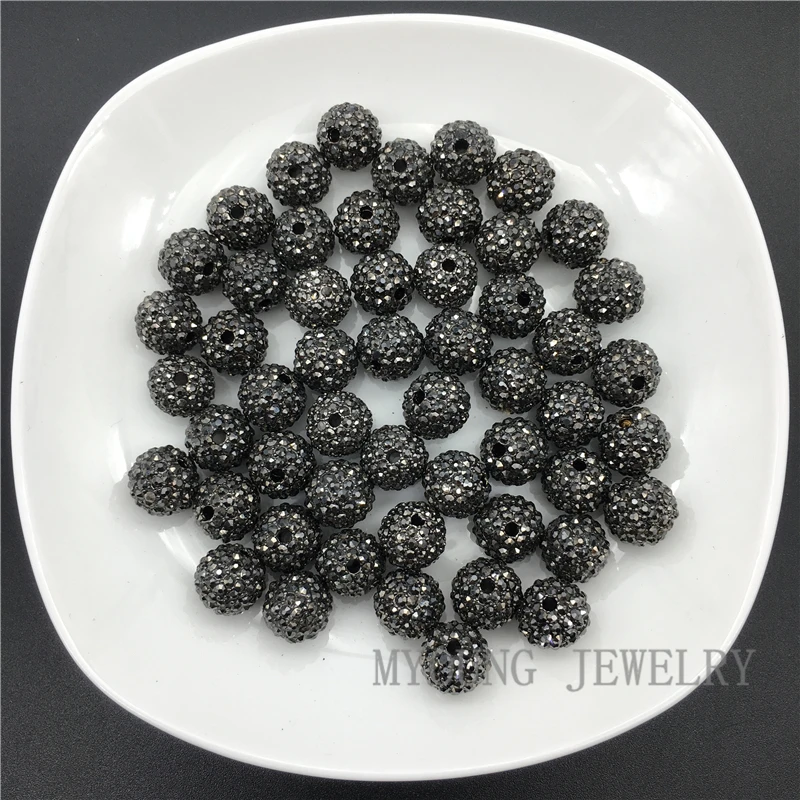 

Round Copper Spacer Beads Paved Rhinestones,Gun Black Metal Jewelry Finding Beads 16*10mm MY1297