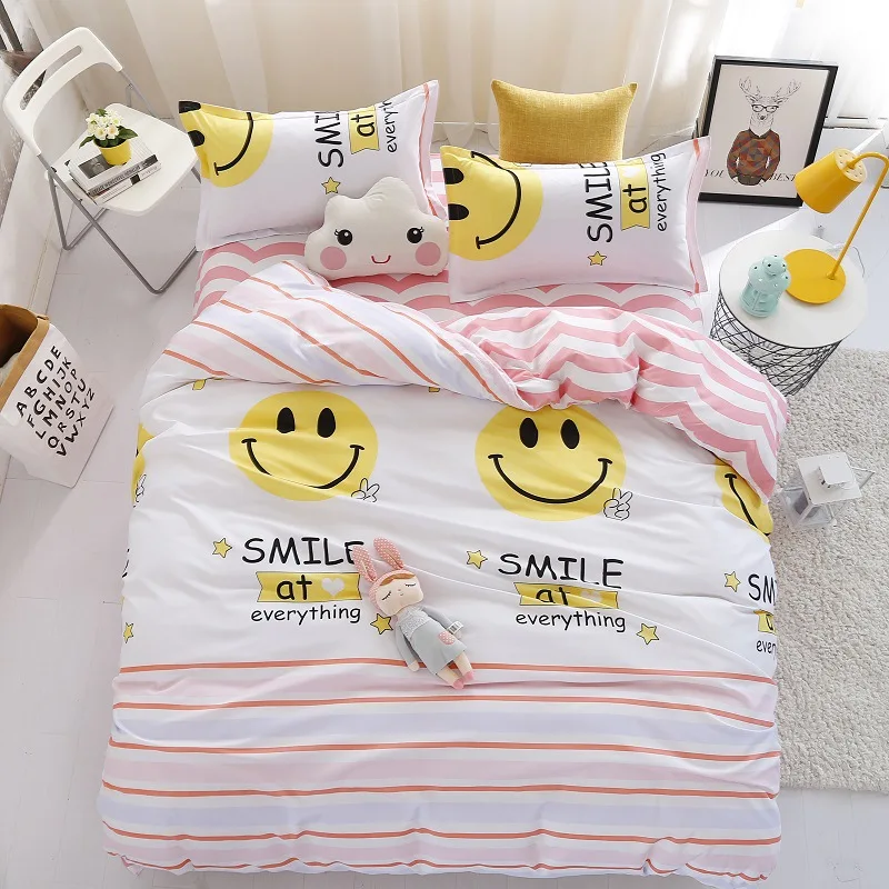 

2018 new Bedding Set geometric pattern lattice stripes4pcs/3pcs Duvet Cover Sets Soft Polyester Bed Linen Flat Bed Sheet