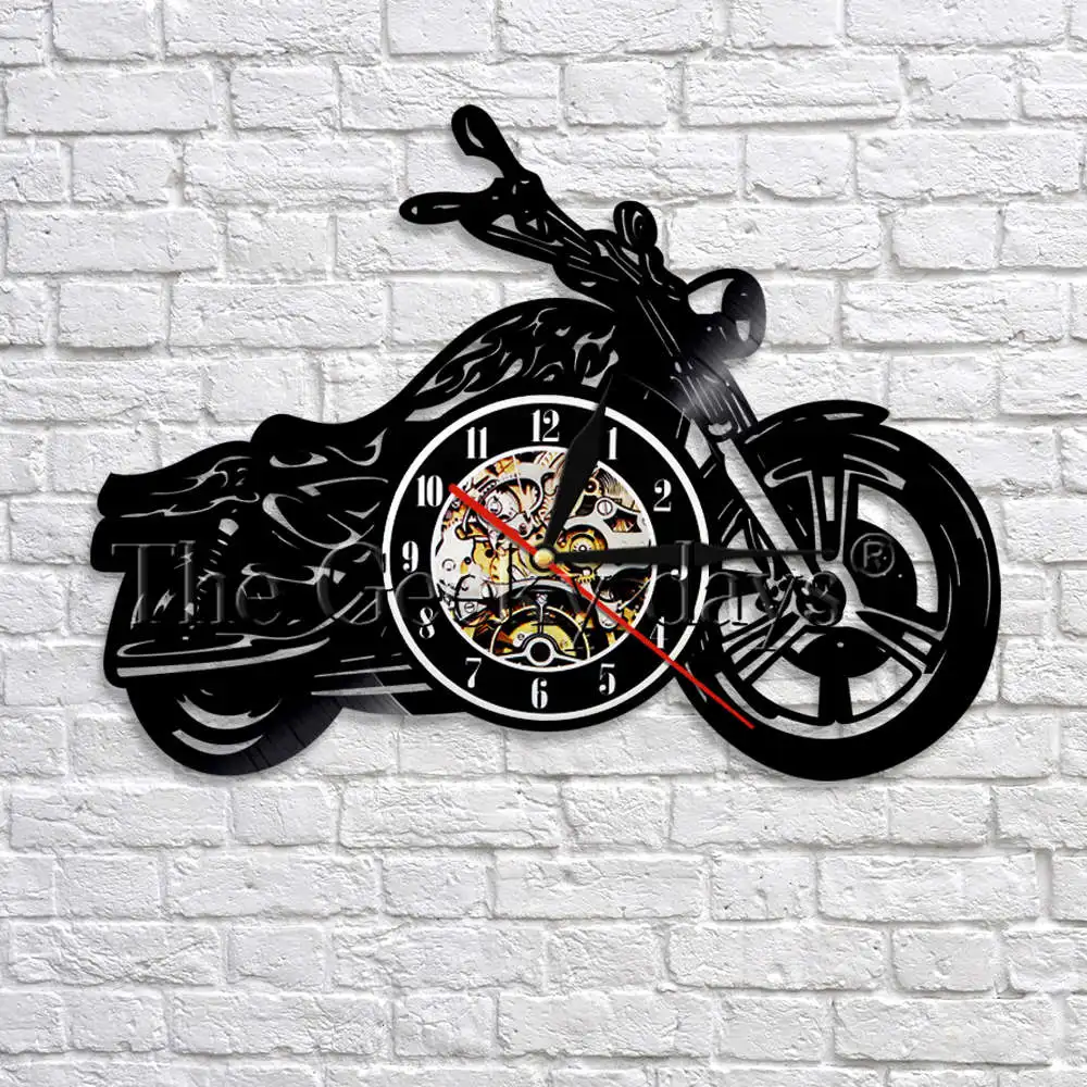 Мотоцикл 3D настенные часы мотоциклетные Спортивные Гонки Скорость гонщиков Виниловая пластинка настенные часы время часы подарок для мотоциклетных фанатов