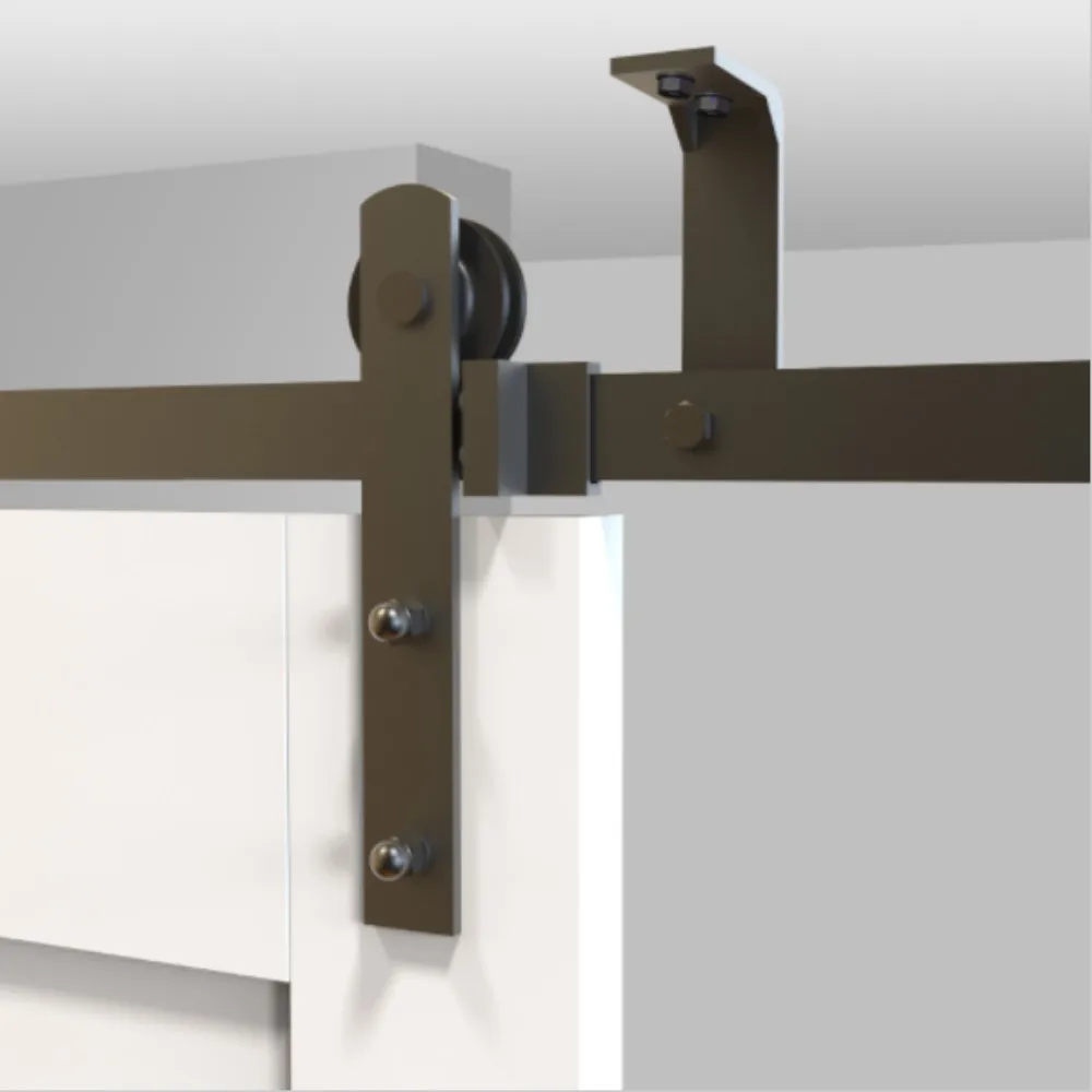 Ceiling Mount Rustic Sliding Barn Door Hardware Kit Black Ceiling