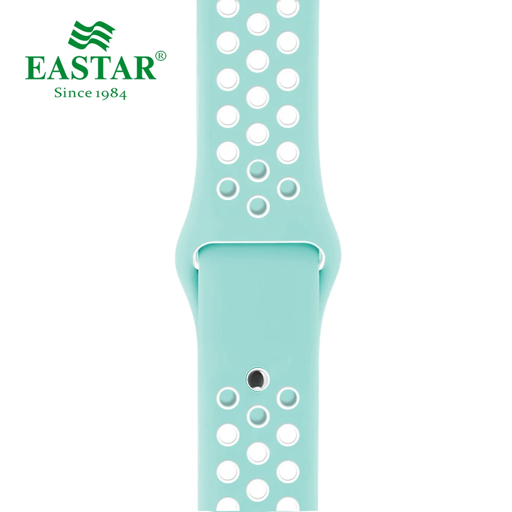 Eastar красочный наручный ремешок мягкий силиконовый 42 мм/38 резиновые спортивный браслет для наручных часов Apple Watch Series 5 4, 2, 3, ремешок для наручных часов iWatch модель Sports - Цвет ремешка: Green white