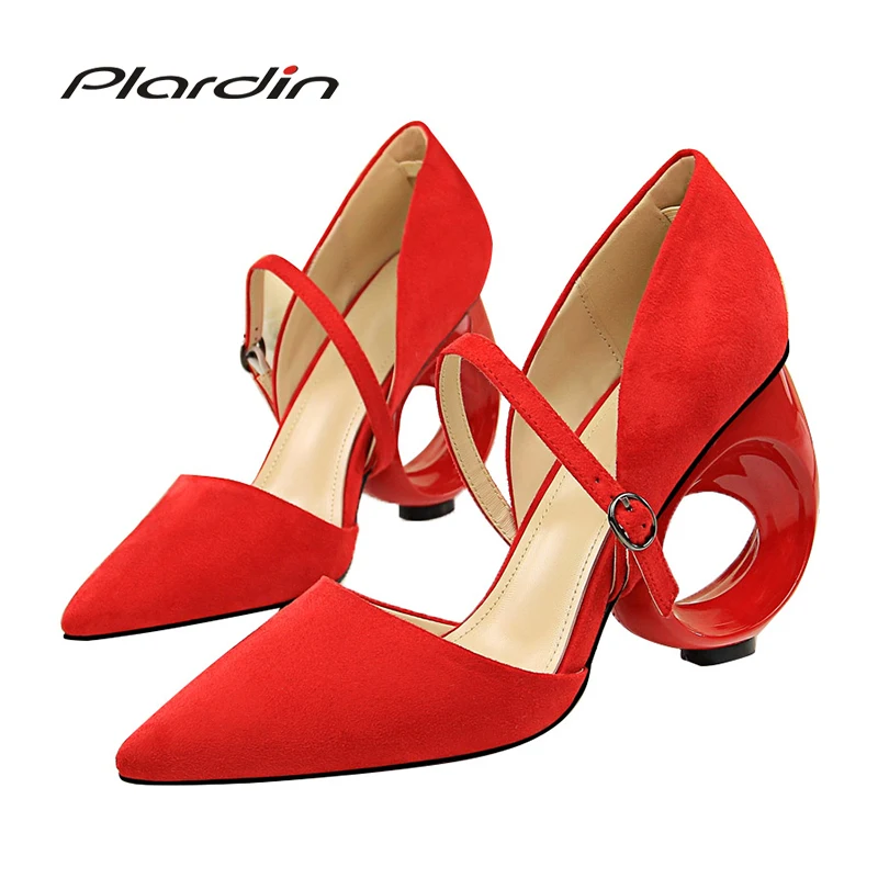 

plardin 2018 Four seasons woman shoes Fashion thin Concise metal Heels Pointed Toe women Pumps
