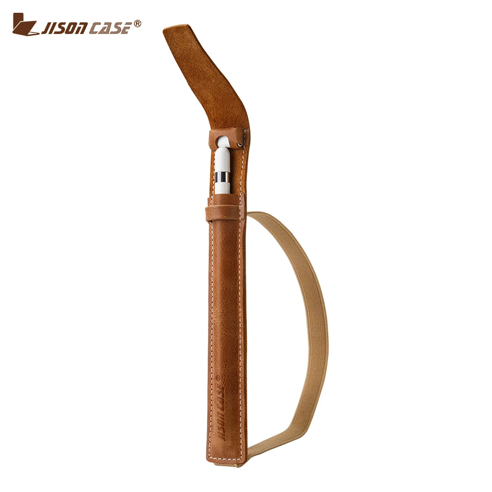 

Jisoncase Brand Genuine Leather Holder Cover for Apple Pencil Pouch Anti-knock Fixable Pen Bag for 2017 iPad pro 9.7 10.5 12.9